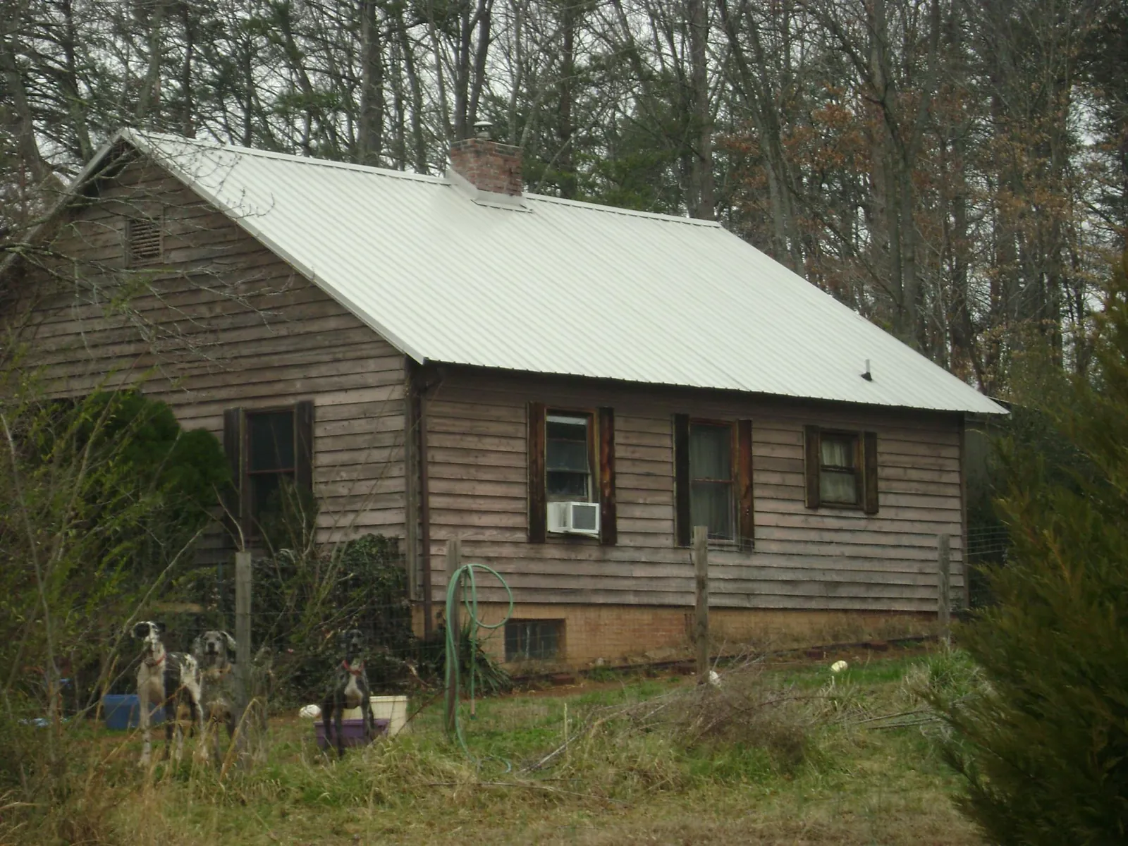 White metal roof on an old wood sided farmhouse, from a Metal Roof Installation job in Pablo